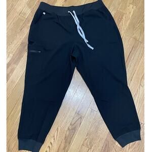 Figs High Waisted Zamora Jogger Scrub‎ Pants Black Medical Women's XXL Petite